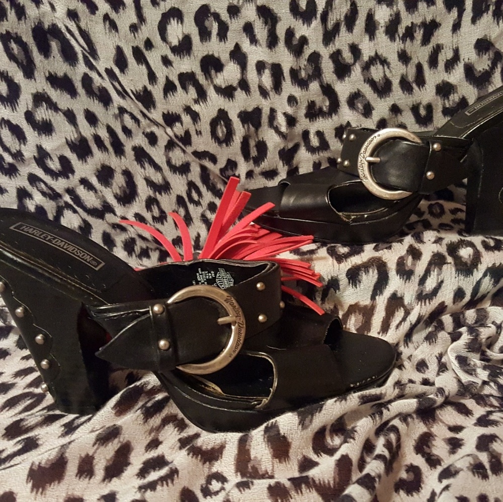 Women's Harley Davidson Open Toe Heels 6M